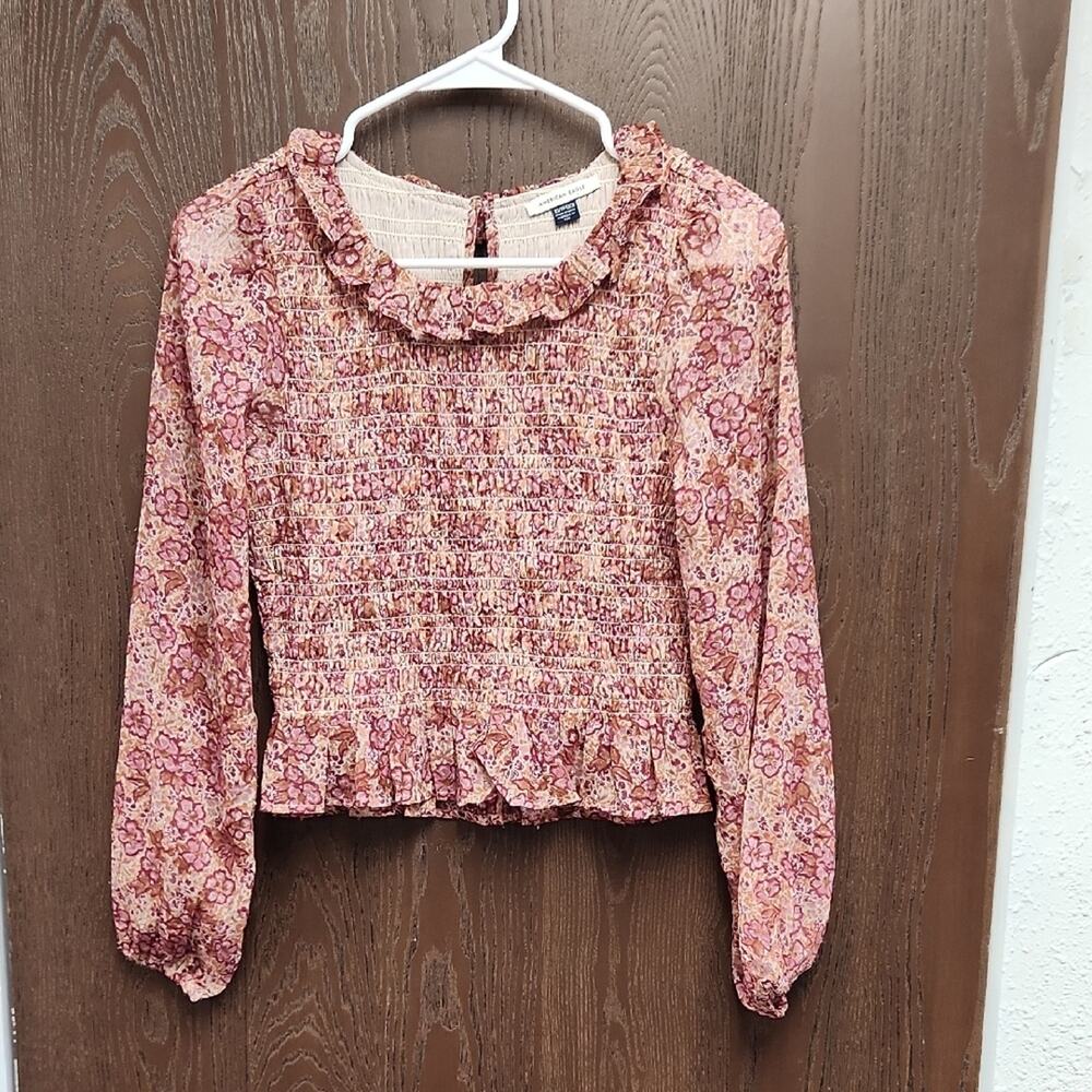American Eagle Outfitters Pink Floral Blouse